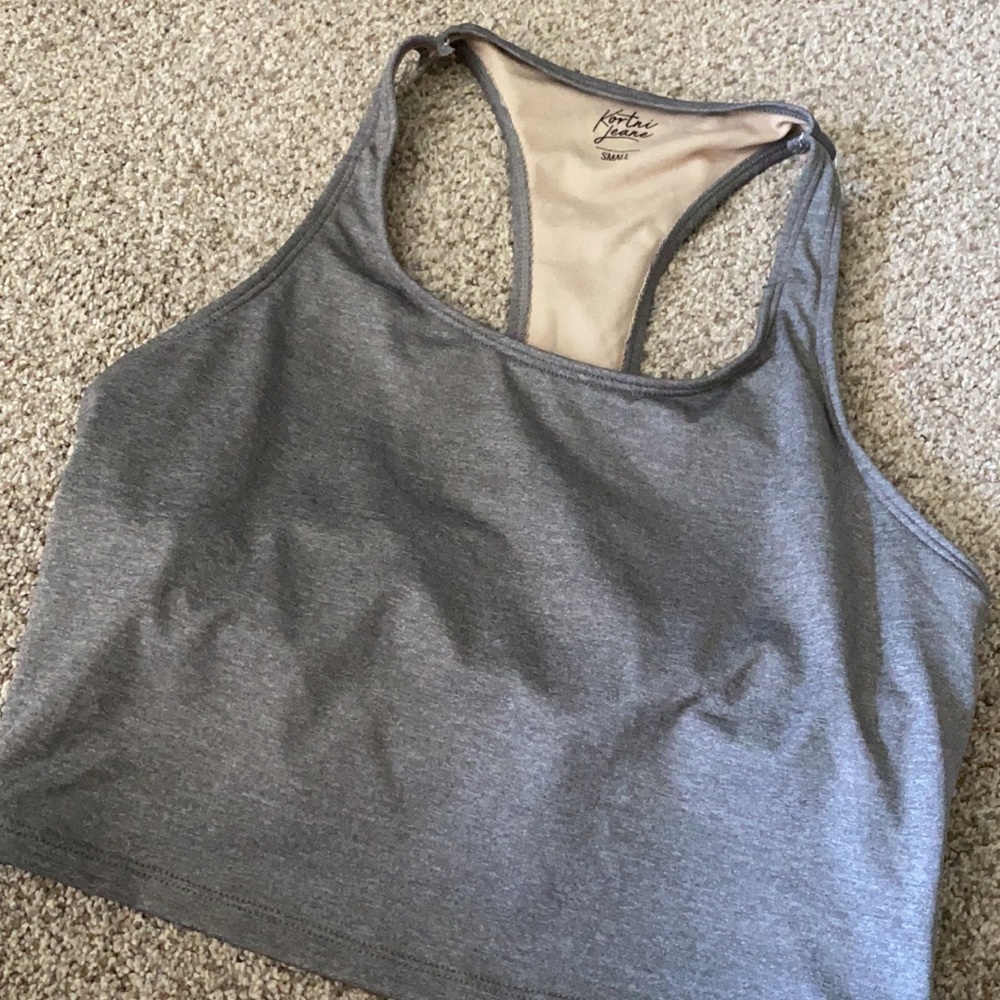 Kortni Jeane racer back grey swimmer